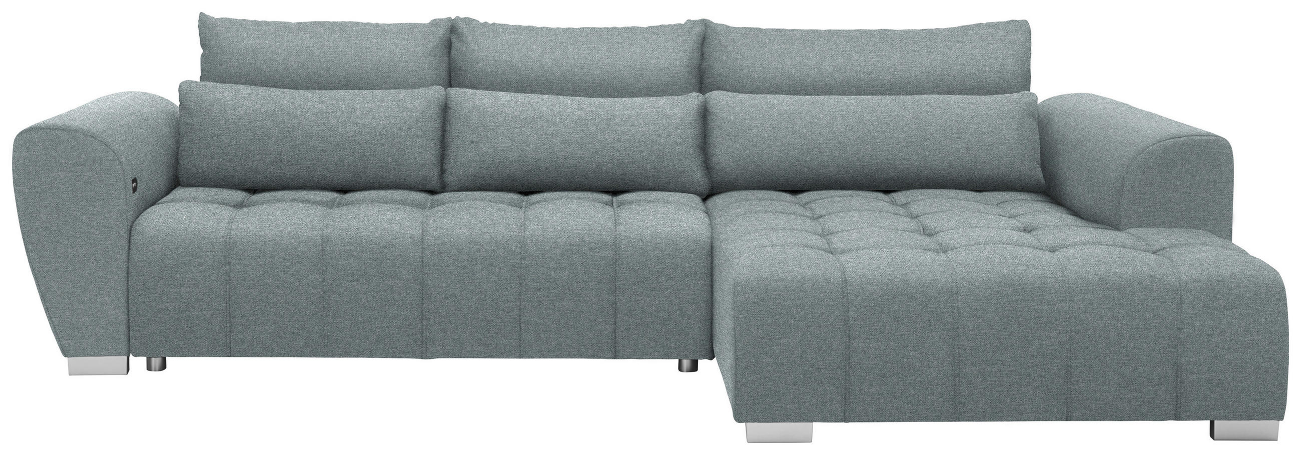 ECKSOFA in Webstoff Türkis  304/218 cm  - Türkis/Silberfarben, MODERN, Kunststoff/Textil (304/218cm) - Carryhome