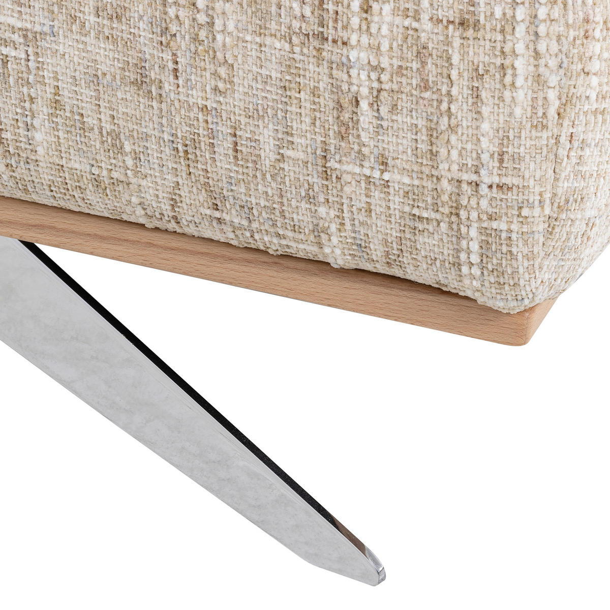 ECKSOFA PORTLAND in Struktur Beige Kopfteilverstellung  187/295 cm  - Chromfarben/Beige, Design, Holz/Textil (187/295cm) - Livetastic