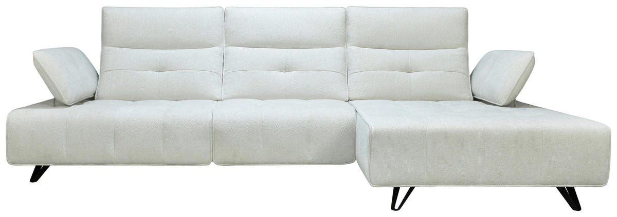 ECKSOFA Creme Chenille  - Creme/Schwarz, Design, Kunststoff/Textil (314/162cm) - Livetastic