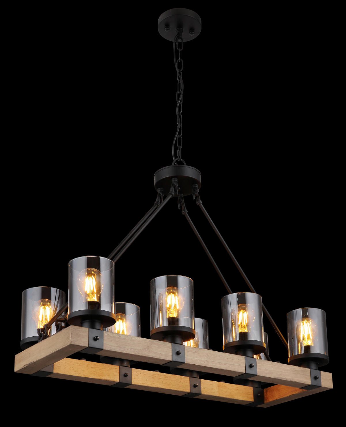 HÄNGELEUCHTE 75/31,5/100 cm  - Dunkelbraun/Schwarz, Natur, Glas/Holz (75/31,5/100cm) - Globo
