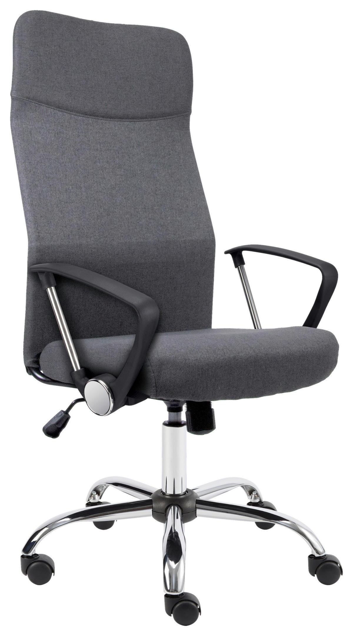 OTOČNÁ STOLIČKA, sivá, chrómová - čierna/sivá, Basics, kov/plast (111-119/64/64cm) - Carryhome