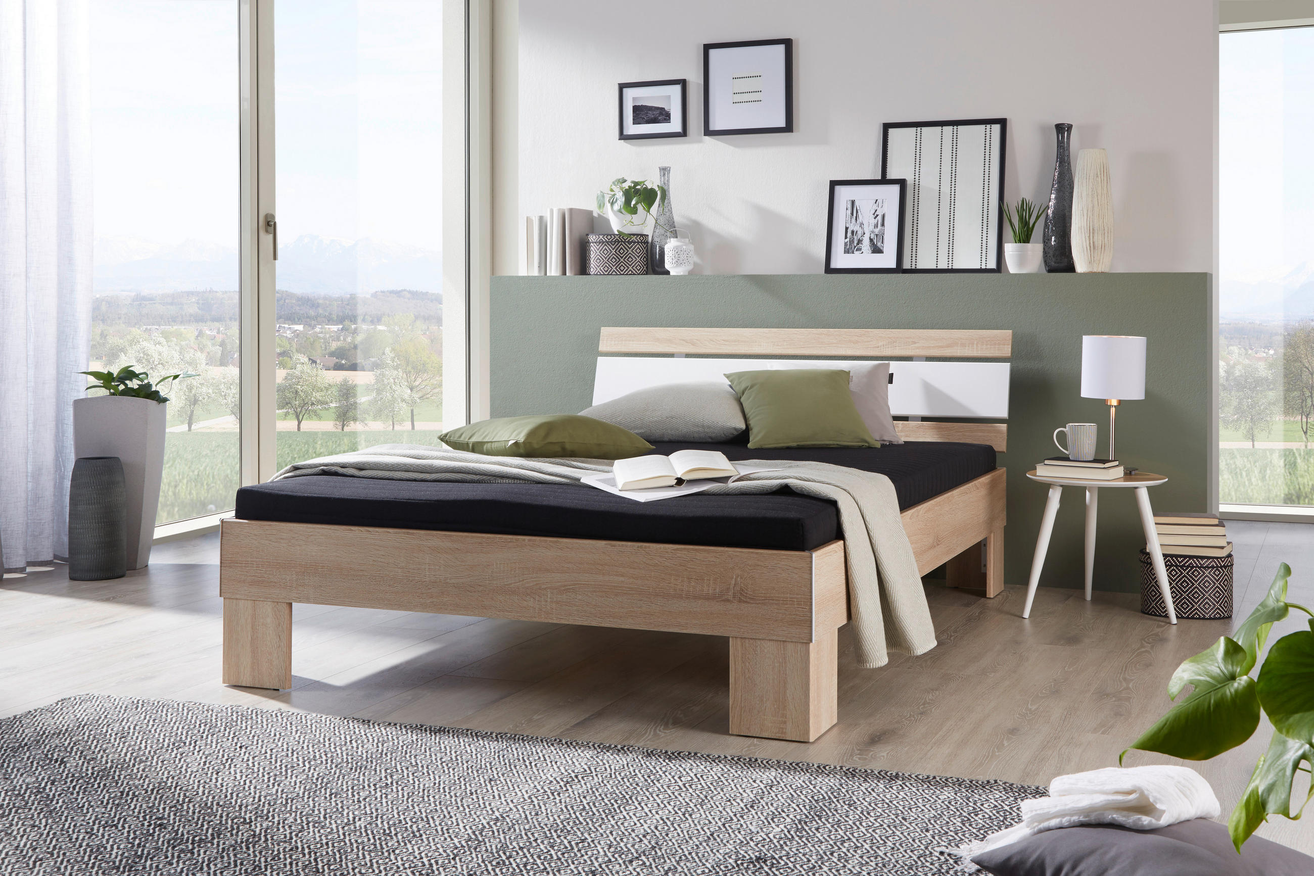 PAT FUTON 140/200 cm  alb, stejar Sonoma  - stejar Sonoma/culoare lemn pin, Konventionell, lemn/textil (140/200cm) - Carryhome