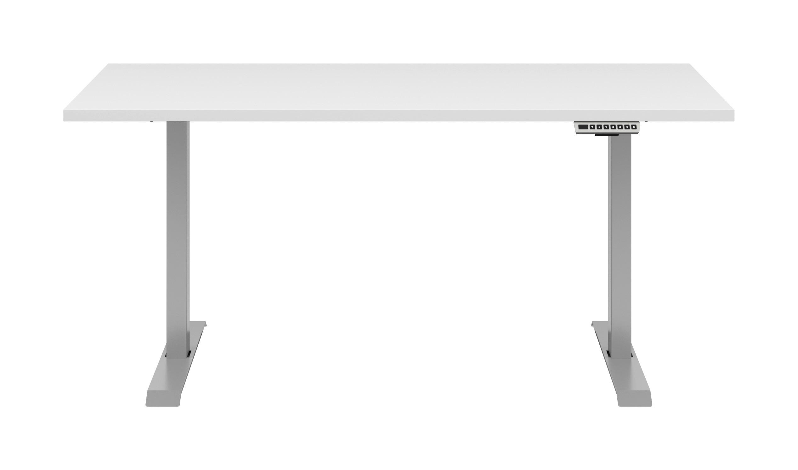 SCHREIBTISCH 155/73/72 cm  in Weiß  - Silberfarben/Weiß, KONVENTIONELL, Holzwerkstoff/Metall (155/73/72cm) - Voleo