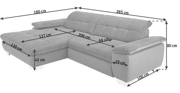 ECKSOFA in Mikrofaser Dunkelgrau  - Chromfarben/Dunkelgrau, Design, Textil/Metall (180/265cm) - Carryhome