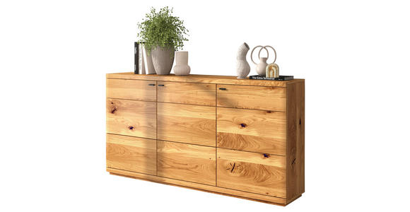 SIDEBOARD Eichefarben  181/95/38 cm  - Eichefarben/Schwarz, Natur, Holz/Metall (181/95/38cm) - Linea Natura