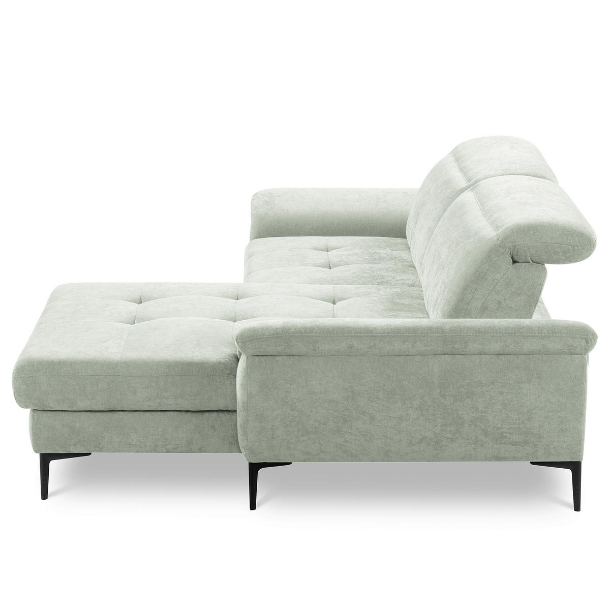 ECKSOFA  Webstoff Mintgrün  - Schwarz/Mintgrün, Design, Textil/Metall (268/195cm) - Livetastic