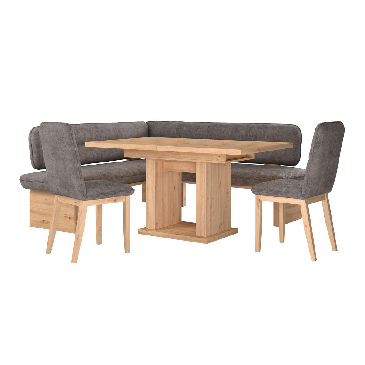 ECKBANK 170/232 cm Webstoff Grau Eiche Sperrholz   - Eichefarben/Grau, KONVENTIONELL, Holz/Textil (170/232cm) - James Wood
