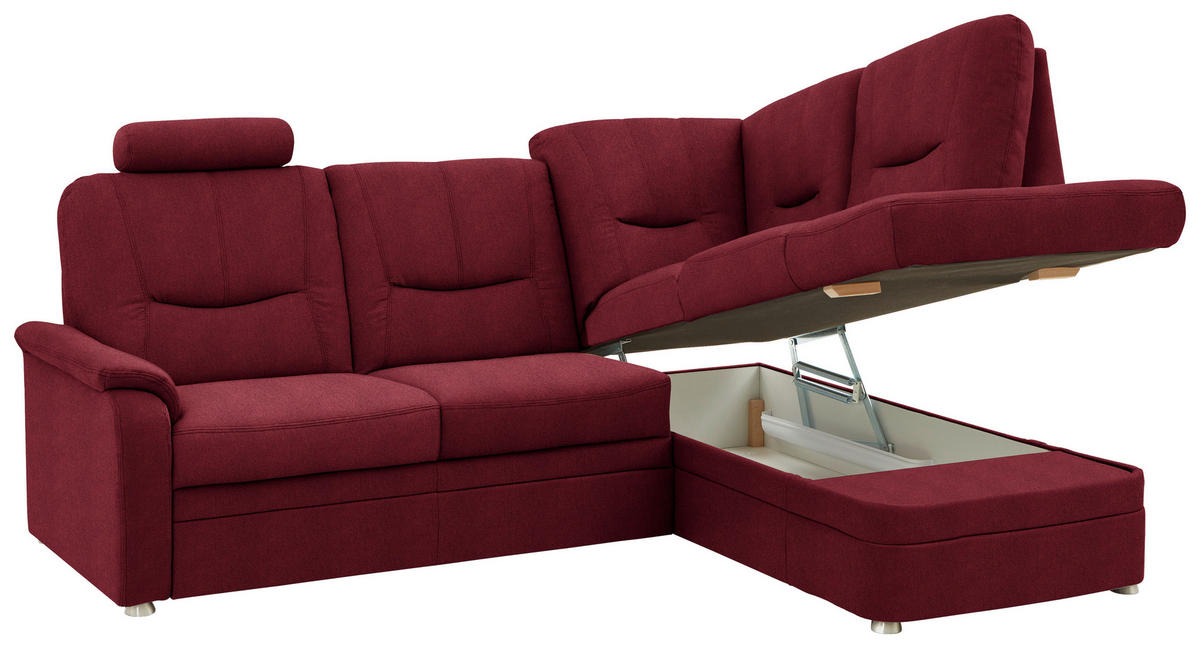 ECKSOFA  in Chenille Rot  235/185 cm  - Rot/Schwarz, KONVENTIONELL, Kunststoff/Textil (235/185cm) - Beldomo Comfort