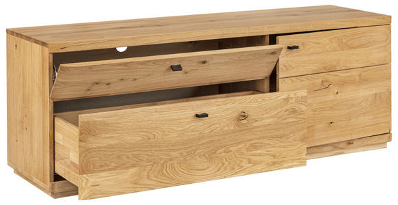 LOWBOARD  in 165/62/48 cm  - Eichefarben/Schwarz, Natur, Holz/Metall (165/62/48cm) - Linea Natura