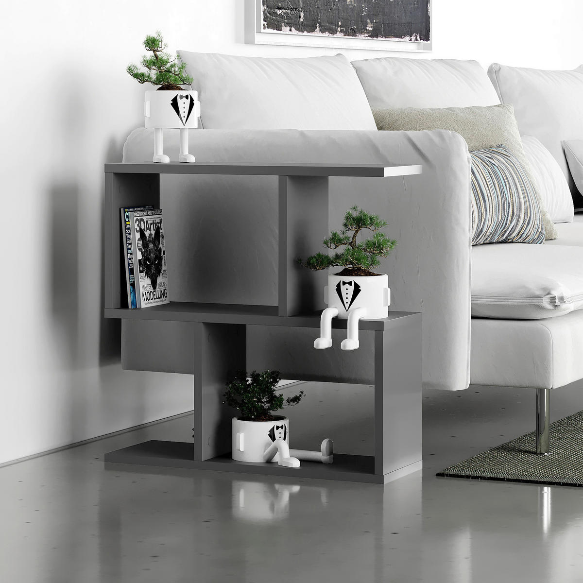 BEISTELLTISCH in Holzwerkstoff 60/20/60 cm  - Anthrazit, Design, Holzwerkstoff (60/20/60cm) - Livetastic