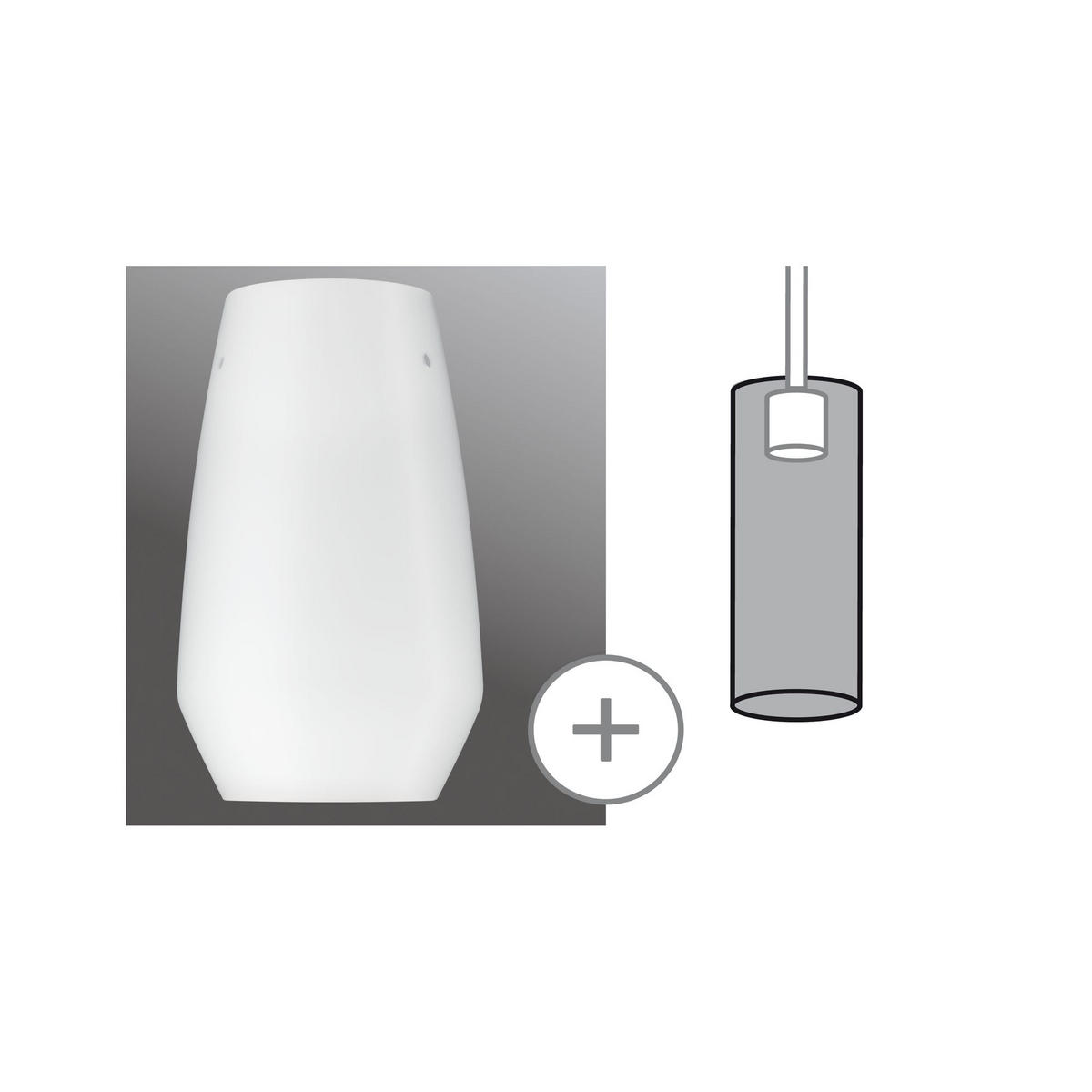 SCHIENENSYSTEM-LEUCHTENSCHIRM URail 17,0/28,0 cm   - Opal, Design, Glas (17,0/28,0cm) - Paulmann