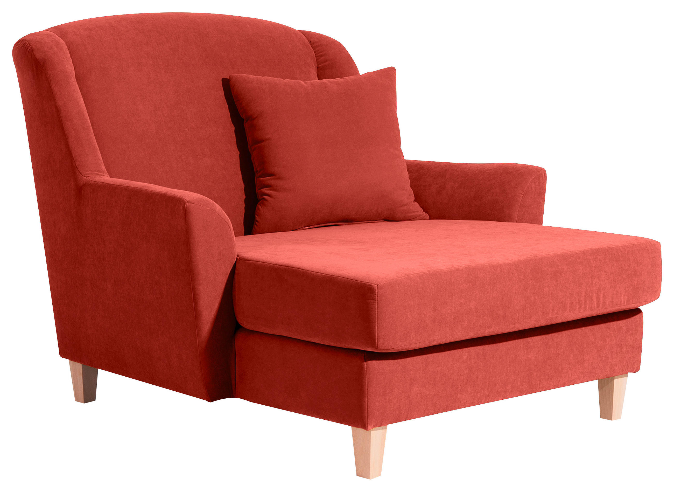 XXL-SESSEL Velours Terracotta    - Terracotta/Naturfarben, MODERN, Holz/Holzwerkstoff (136/107/142cm) - Max Winzer