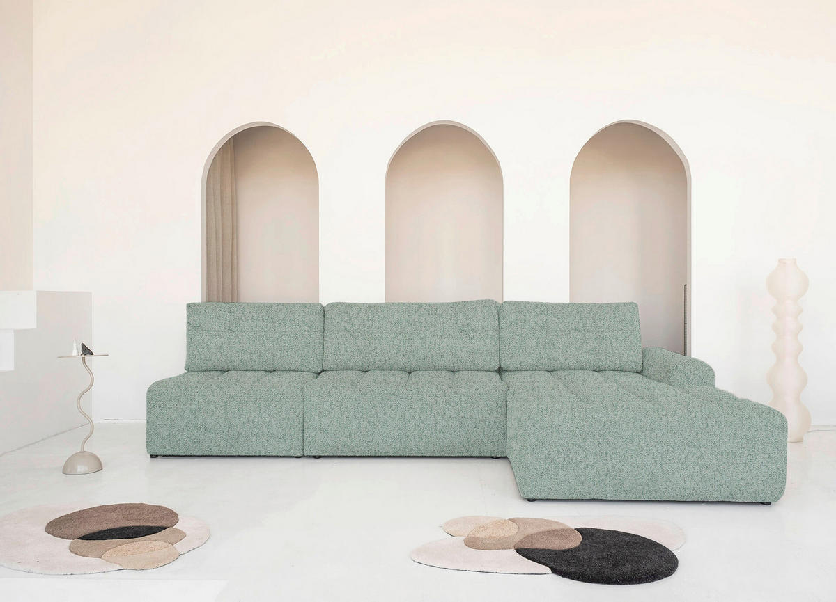 ECKSOFA  in Türkis  338/184 cm  - Türkis/Schwarz, Design, Textil (338/184cm) - MID.YOU