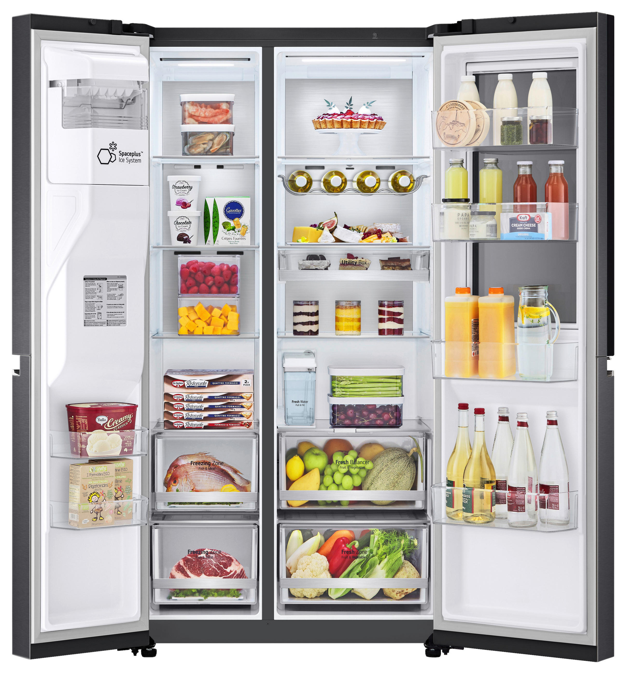 SIDE-BY-SIDE 91,3/179/73,5 cm GSXV91MCLE  - Anthrazit/Schwarz, Trend, Glas/Kunststoff (91,3/179/73,5cm) - LG