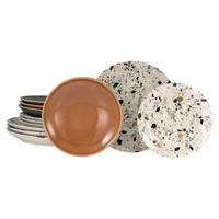 TAFELSERVICE Terrazzo Mix 12-teilig  - Koralle/Multicolor, Basics, Keramik - Creatable