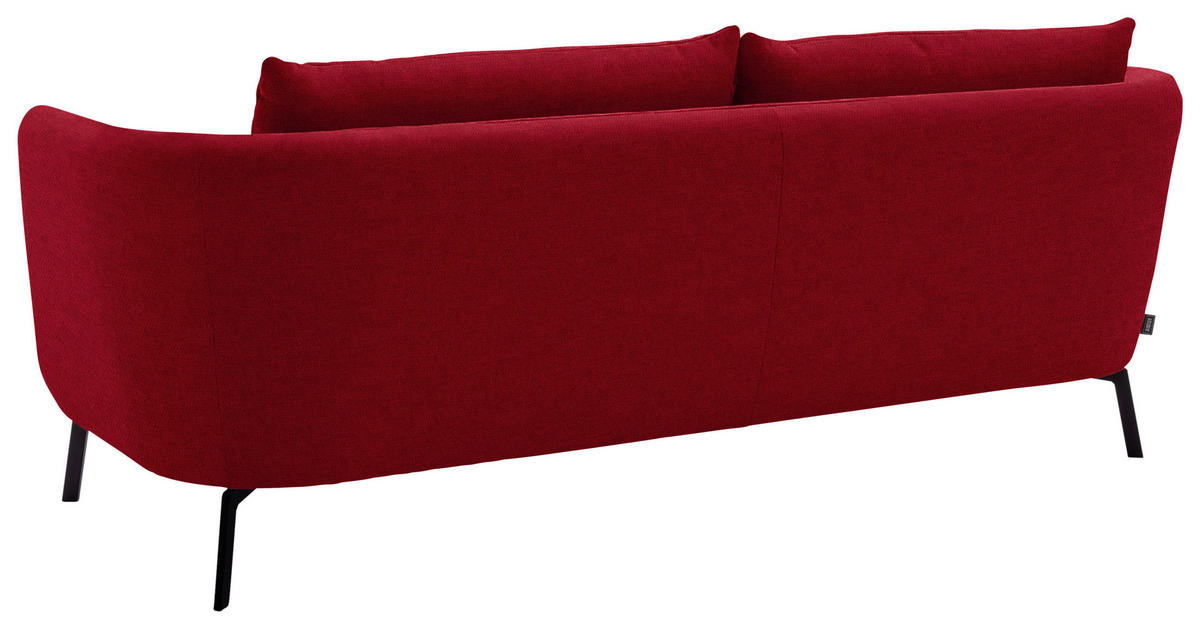 3-SITZER-SOFA Flachgewebe Rot  - Rot/Schwarz, Design, Textil/Metall (210/71/91cm) - Schöner Wohnen