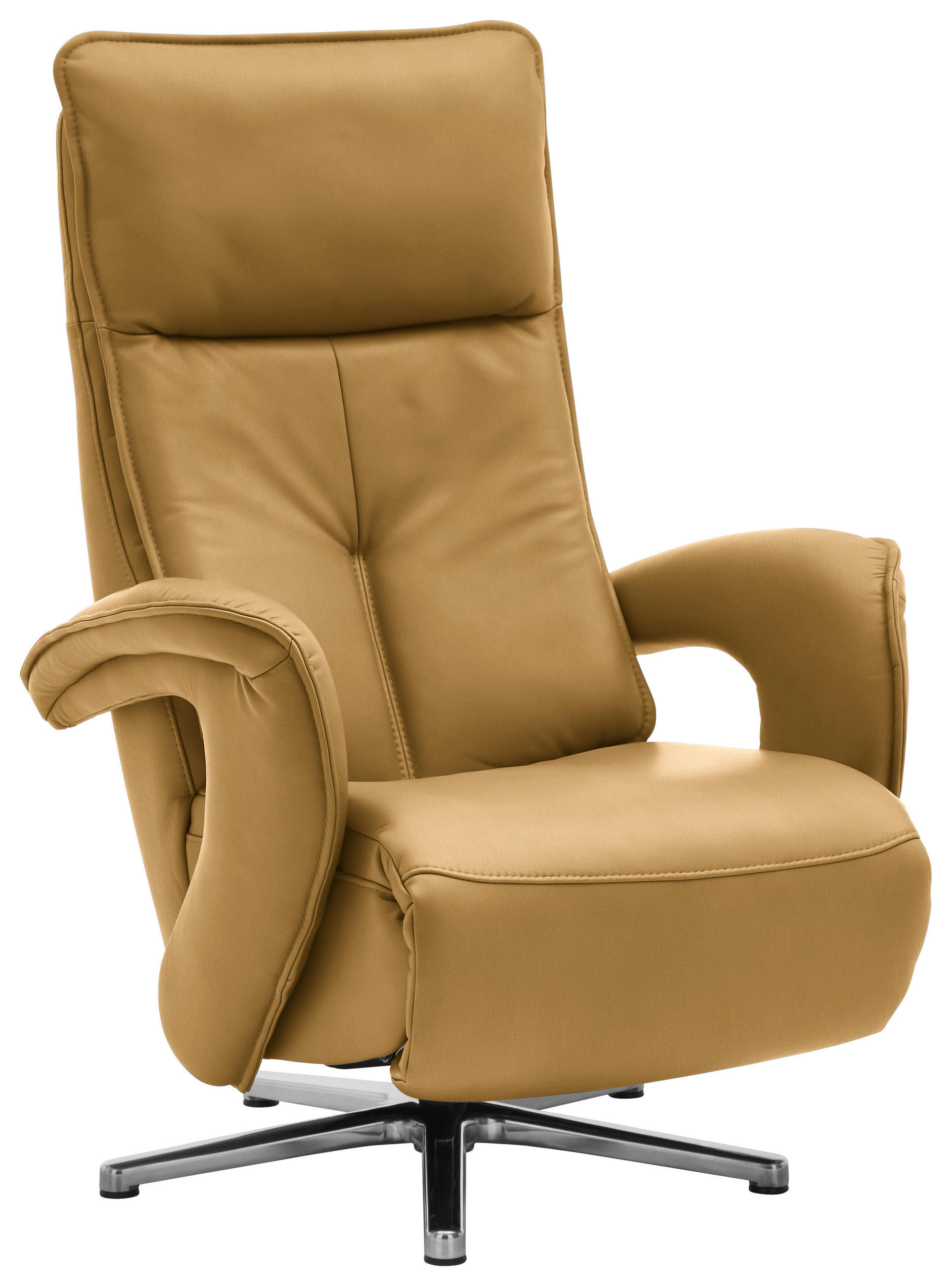 RELAXSESSEL in Leder Currygelb  - Chromfarben/Currygelb, Design, Leder/Metall (77/110/87cm) - Valdera