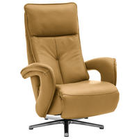 RELAXSESSEL in Leder Currygelb  - Chromfarben/Currygelb, Design, Leder/Metall (77/110/87cm) - Valdera