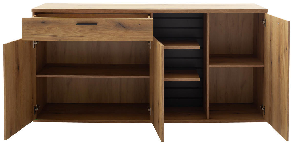 SIDEBOARD Grau, Eichefarben  175/87/44 cm  - Eichefarben/Anthrazit, Design, Holzwerkstoff/Metall (175/87/44cm) - home24