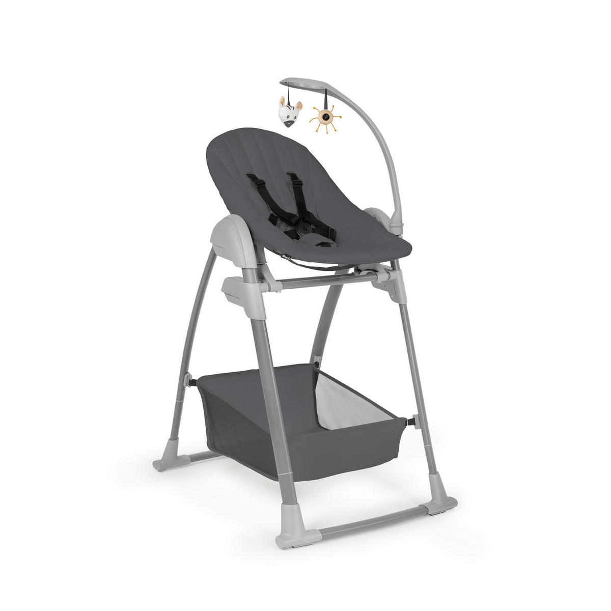 HOCHSTUHL-SET Sit N Relax 3in1 Dunkelgrau Dark Grey  - Dunkelgrau, Basics, Kunststoff/Textil (56/106/85cm) - Hauck