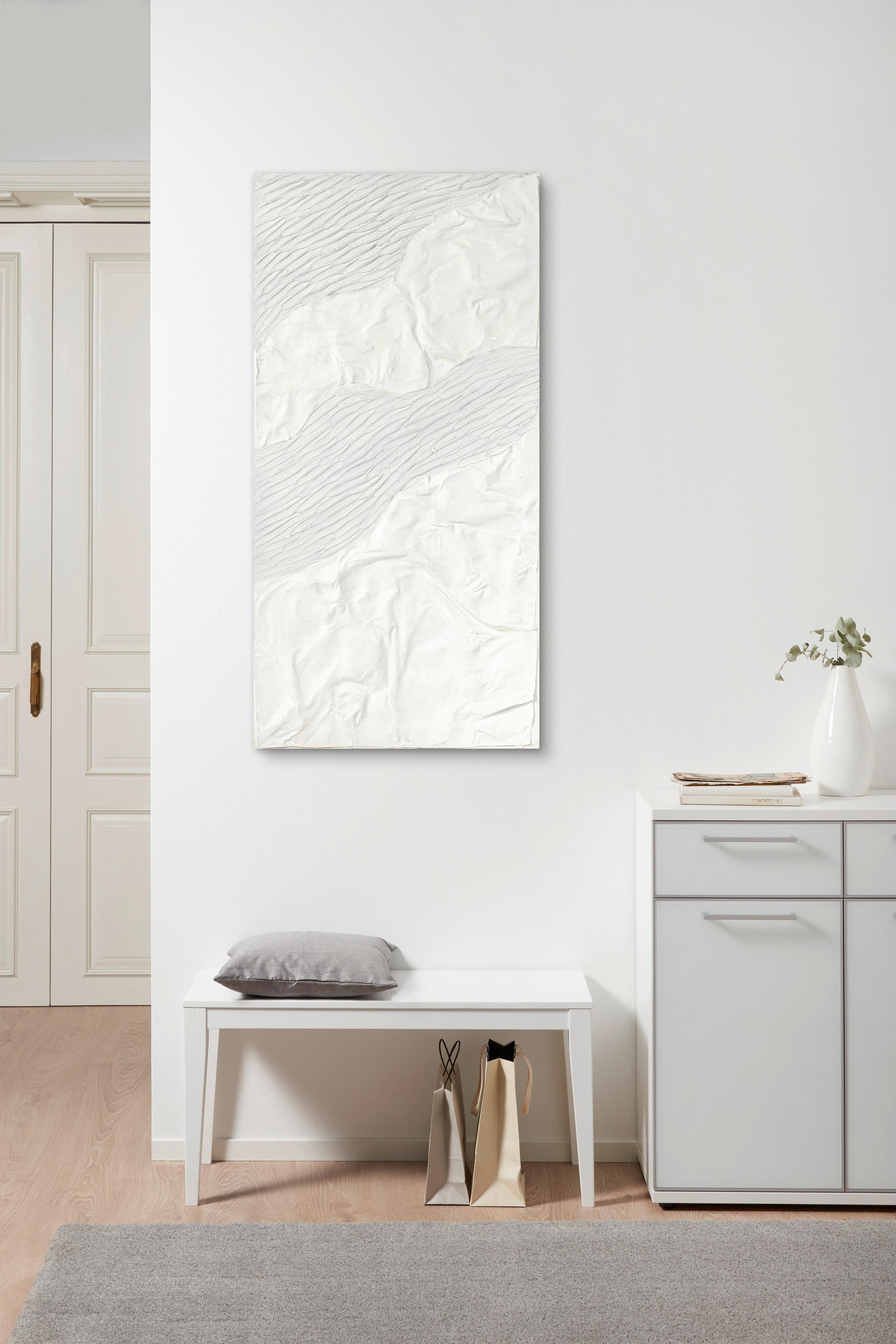 ÖLGEMÄLDE Abstraktes 60/120 cm  - Weiß/Grau, Basics, Holz/Kunststoff (60/120cm) - Monee