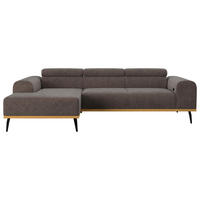 ECKSOFA Mikrofaser Anthrazit  - Anthrazit/Schwarz, Konventionell, Textil/Metall (157/244cm) - Cotta