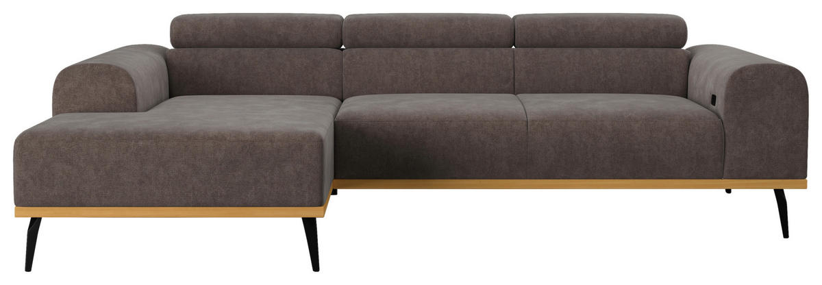 ECKSOFA Mikrofaser Anthrazit  - Anthrazit/Schwarz, Konventionell, Textil/Metall (157/244cm) - Cotta