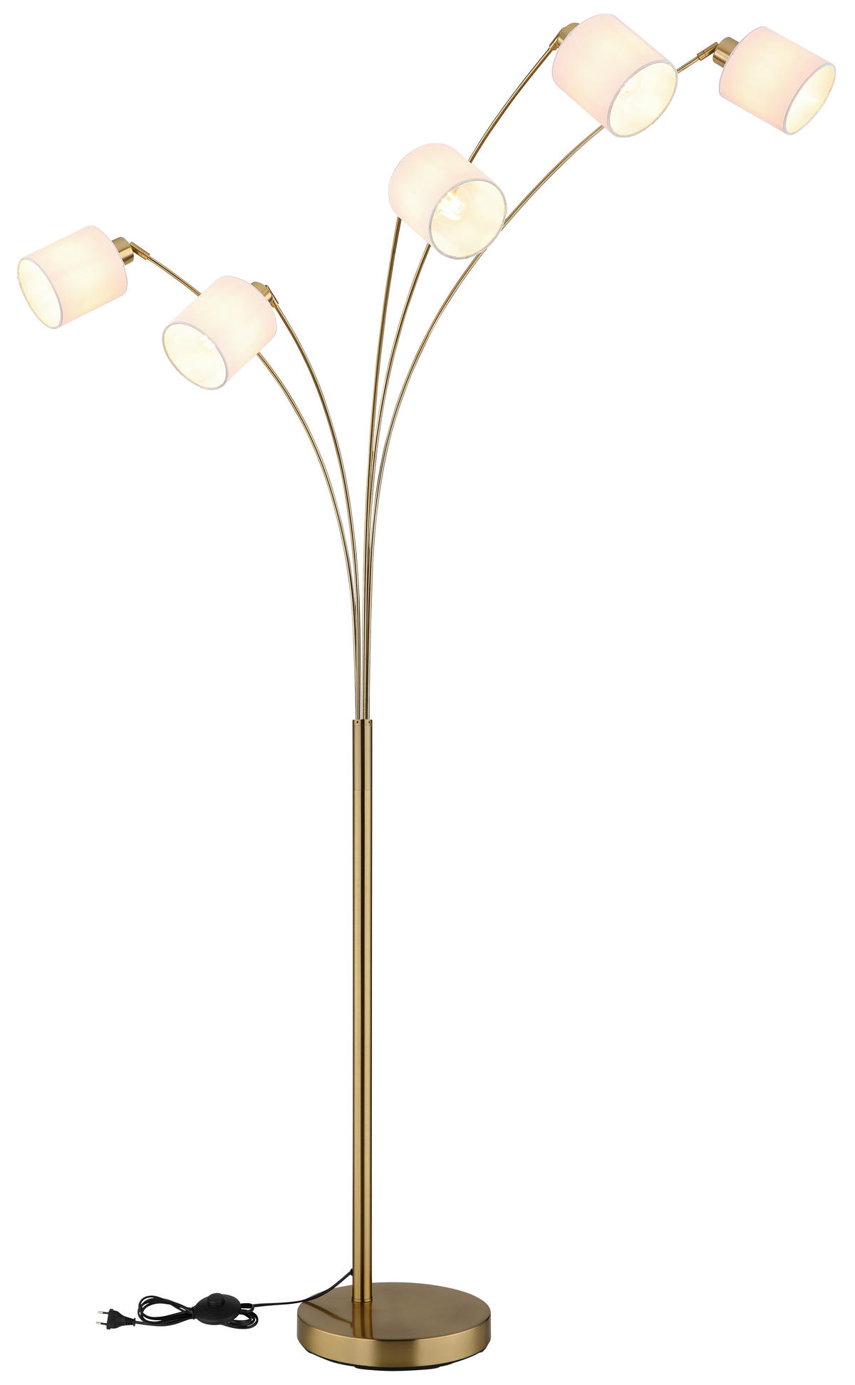 STEHLEUCHTE Truett 90/90/180 cm  - Messingfarben/Schwarz, Design, Kunststoff/Textil (90/90/180cm) - Globo
