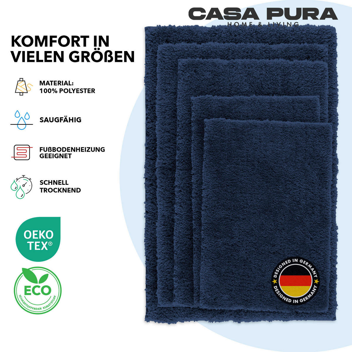 BADEMATTE SKY Dunkelblau 80/150 cm  - Dunkelblau, Basics, Kunststoff/Textil (80/150cm) - Floordirekt