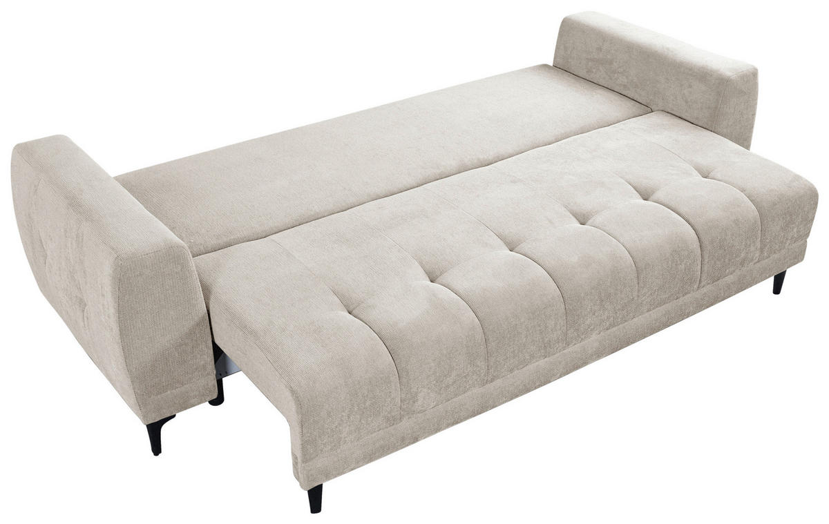 SCHLAFSOFA in Struktur Creme  - Creme/Schwarz, Design, Holz/Holzwerkstoff (247/94/90cm) - MID.YOU
