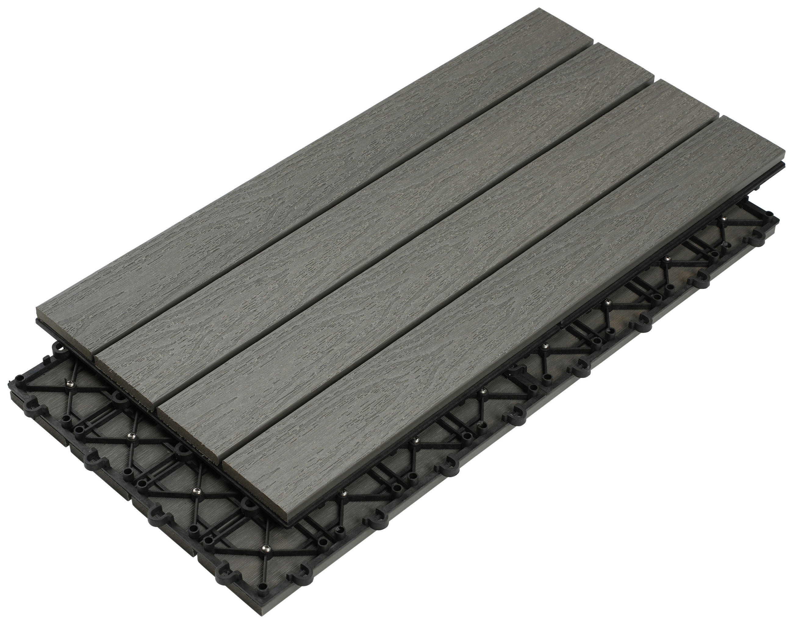 TERRASSENFLIESE Silberfarben, Dunkelgrau 6 Stück  - Dunkelgrau/Silberfarben, KONVENTIONELL, Holzwerkstoff/Kunststoff (30/60/2,4cm) - Ambia Garden