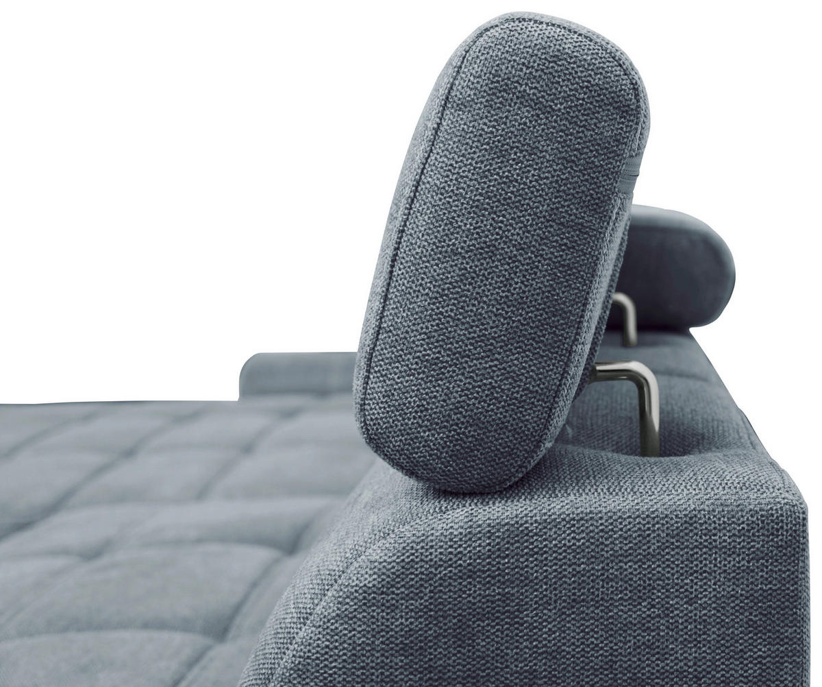 ECKSOFA inkl.Funktionen Hellblau Webstoff  - Schwarz/Weiß, Design, Kunststoff/Textil (276/173cm) - Stylife