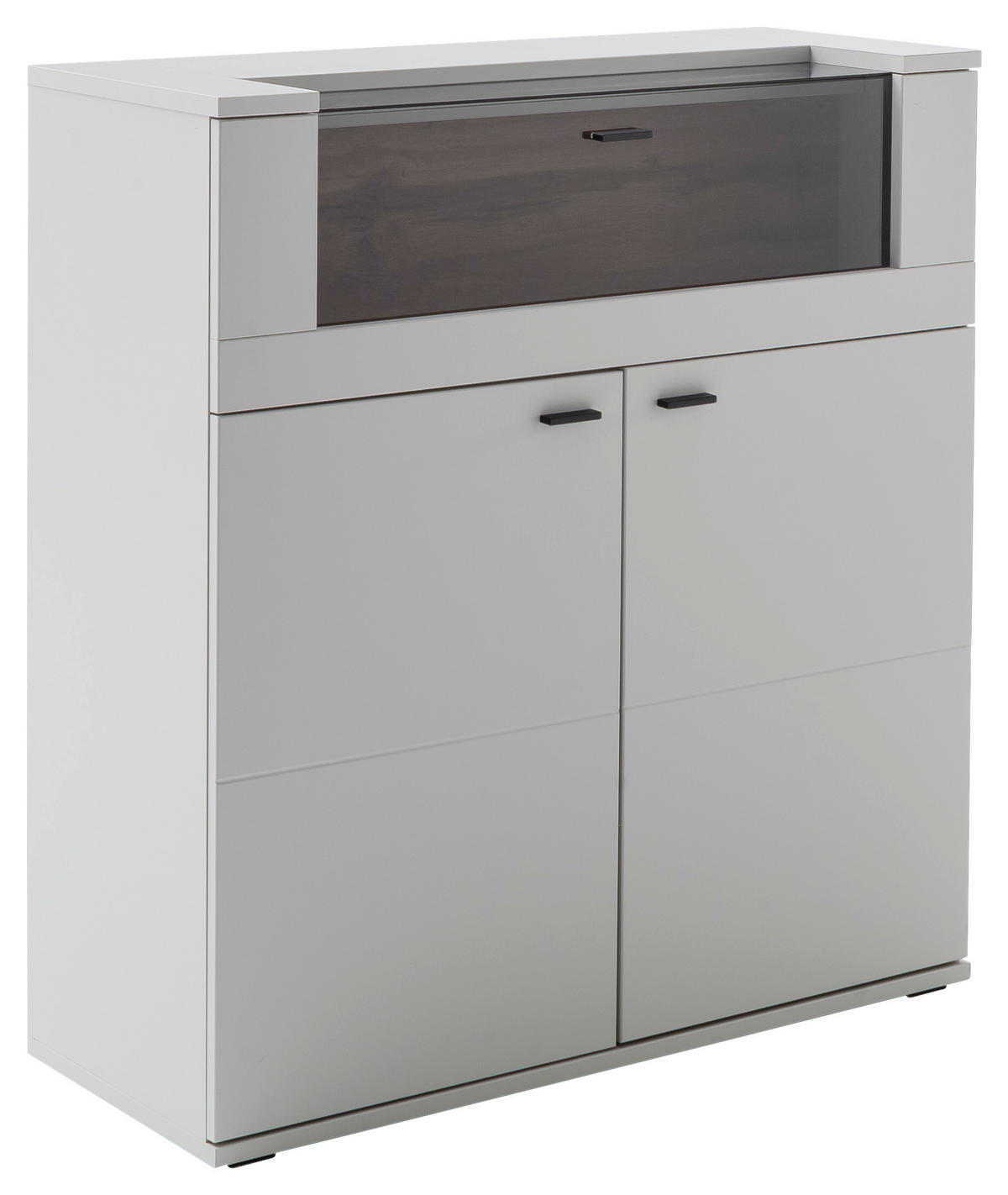 HIGHBOARD Weiß, Eichefarben  110/118/44 cm  - Eichefarben/Anthrazit, Design, Glas/Holzwerkstoff (110/118/44cm) - Stylife