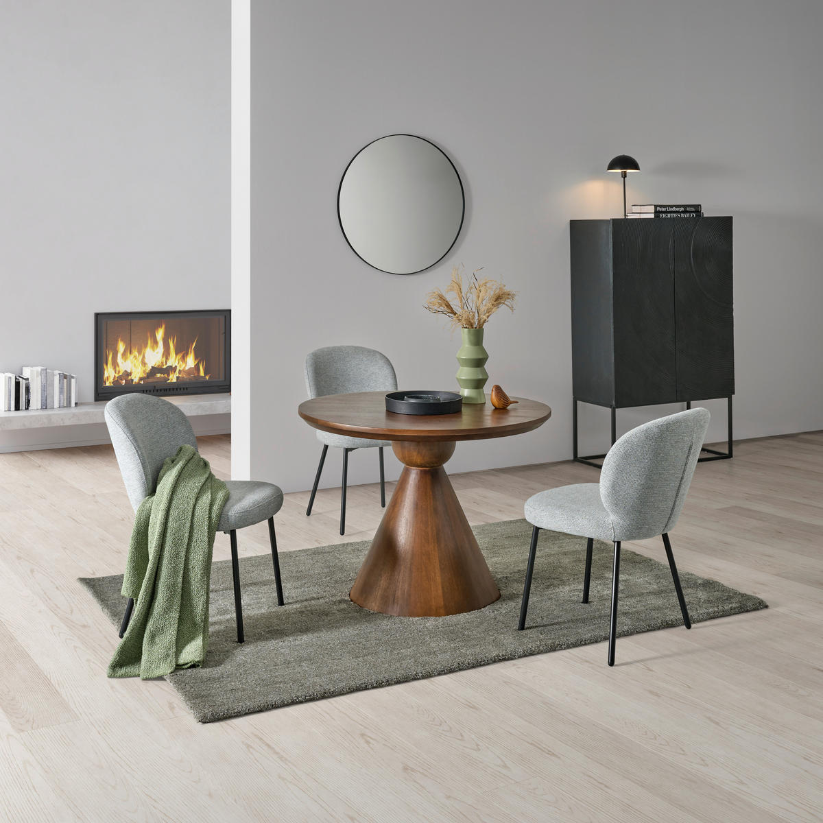 ESSTISCH Echtholz  Holz schnell aufzubauende und stabile Arbeitsfläche rund Walnussfarben  - Walnussfarben, MODERN, Holz (100cm) - Livetastic