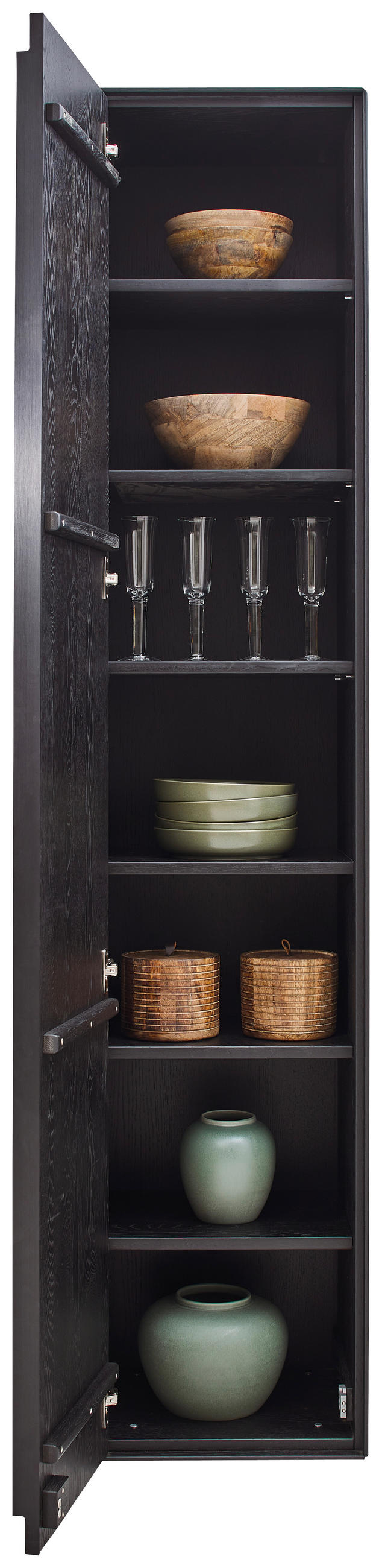 SCHRANK Schwarz, Eichefarben  42/205,5/39,5 cm  - Eichefarben/Anthrazit, Natur, Holz/Metall (42/205,5/39,5cm) - Valnatura