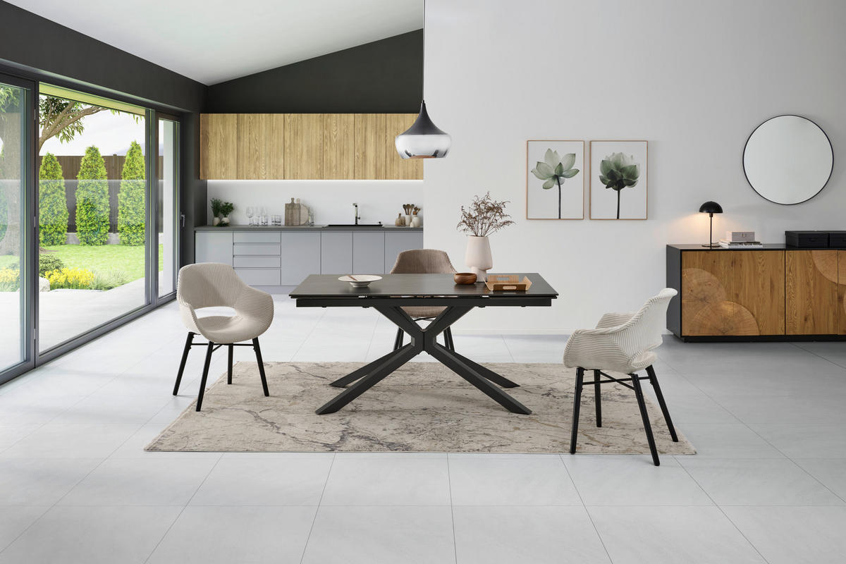 RAZTEGLJIVA MIZA, temno siva  - temno siva/siva, Konvencionalno, kovina/keramika (160-240/75/90cm) - MID.YOU