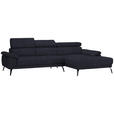 ECKSOFA in Velours Anthrazit  - Anthrazit/Schwarz, Design, Textil/Metall (295/187cm) - Novel