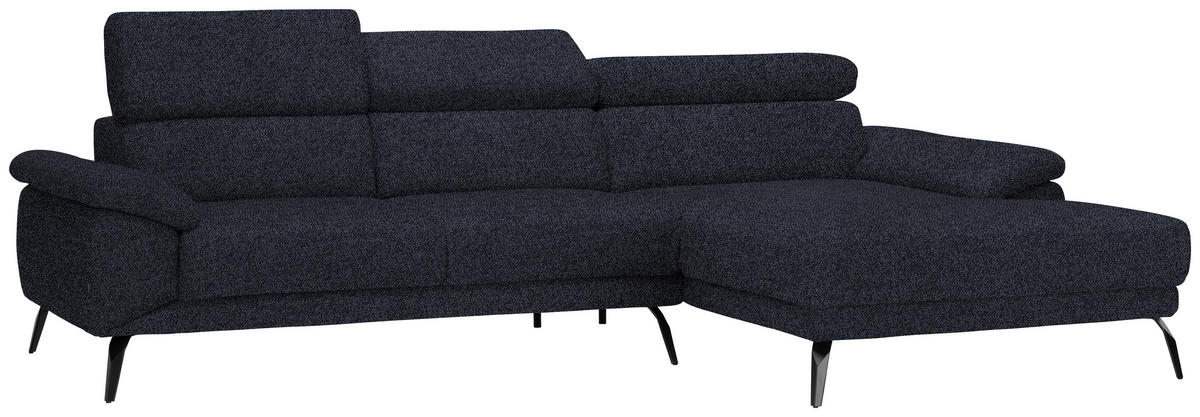 ECKSOFA in Velours Anthrazit  - Anthrazit/Schwarz, Design, Textil/Metall (295/187cm) - Novel
