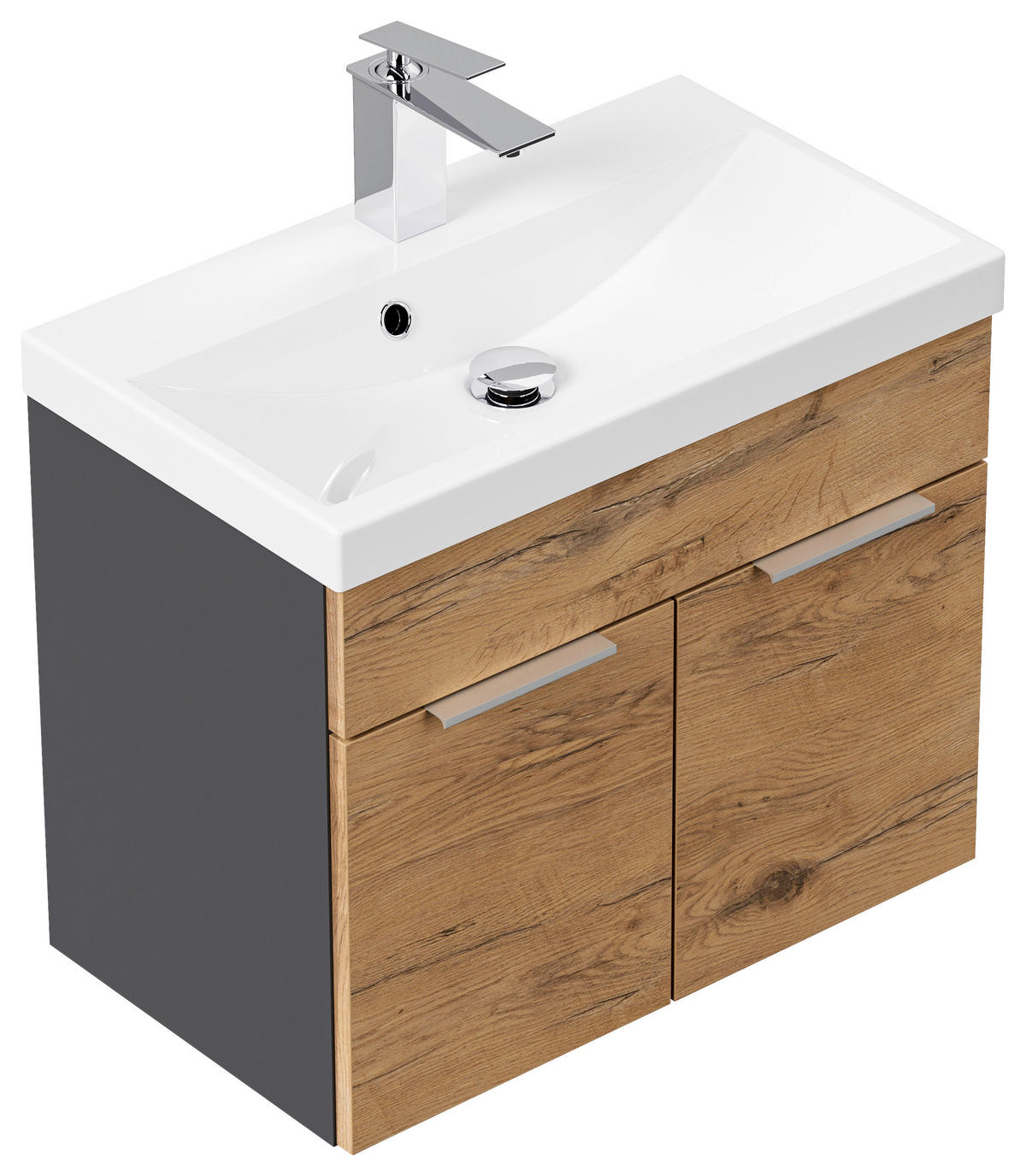 WASCHTISCHKOMBI 59,5 cm  - Eichefarben/Graphitfarben, Basics, Holzwerkstoff/Stein (59,5cm) - MID.YOU