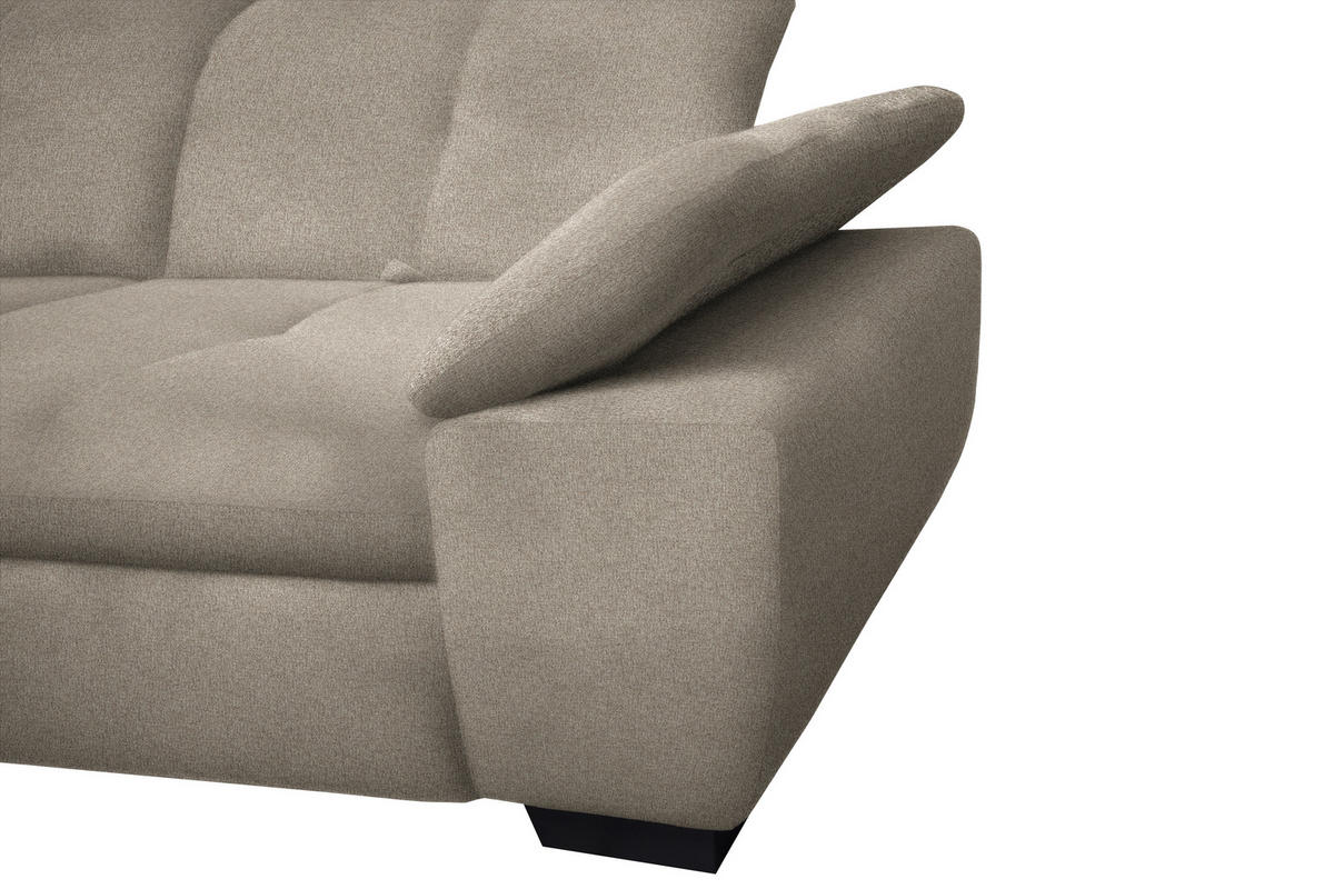 ECKSOFA in Flachgewebe Beige  - Beige/Schwarz, Design, Textil/Metall (313/242cm) - Xora