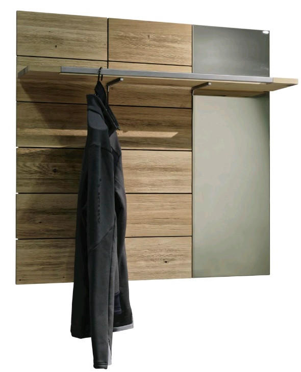 GARDEROBENPANEEL Wildeiche furniert, massiv, mehrschichtige Massivholzplatte (Tischlerplatte) Eichefarben - Eichefarben, Natur, Glas/Holz (95,6/95,6/32,5cm) - Voglauer