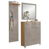 GARDEROBE 3-teilig  in 135/195/37 cm  - Taupe/Eichefarben, Design, Glas/Holz (135/195/37cm)