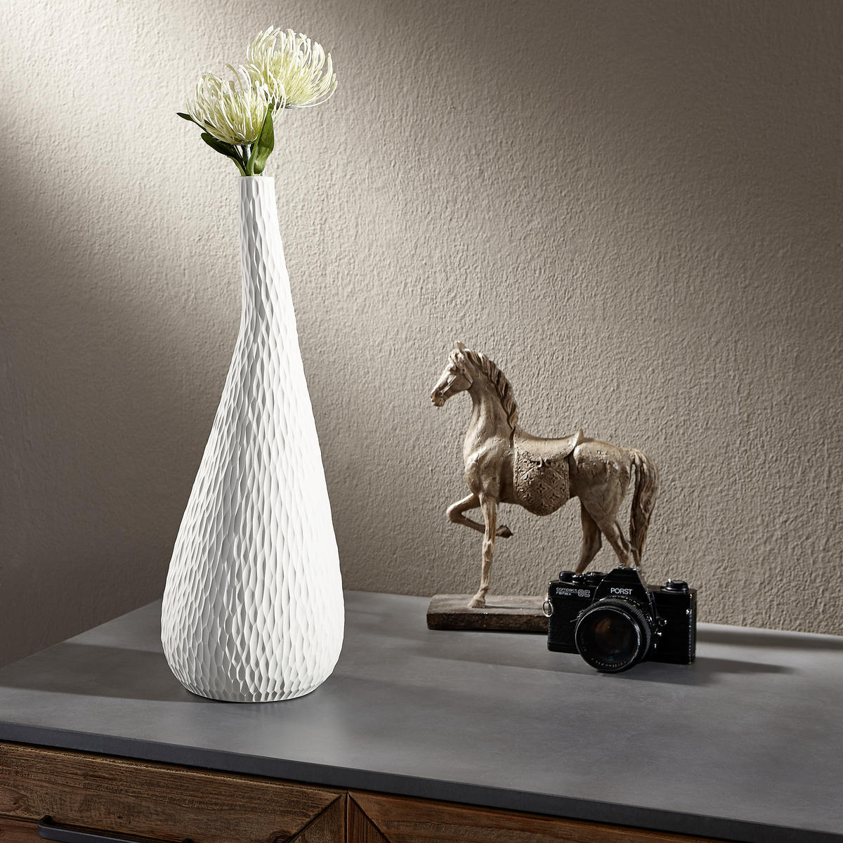 VÁZA, keramika, 46 cm - krémová, Basics, keramika (46cm) - ASA
