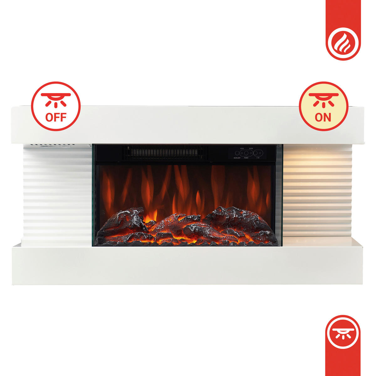 ELEKTROKAMIN - Weiß, Basics, Glas/Metall (82,0/41,8/21,7cm)
