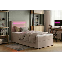 BOXBETT 100/200 cm,  in Rosa, Bettkasten, Topper, Kopfteilbeleuchtung,  - Schwarz/Rosa, MODERN, Kunststoff/Textil (100/200cm) - MID.YOU