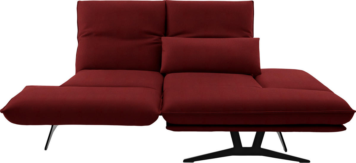 ECKSOFA in Echtleder Rot  - Rot/Schwarz, Design, Leder/Metall (210/130cm) - Dieter Knoll