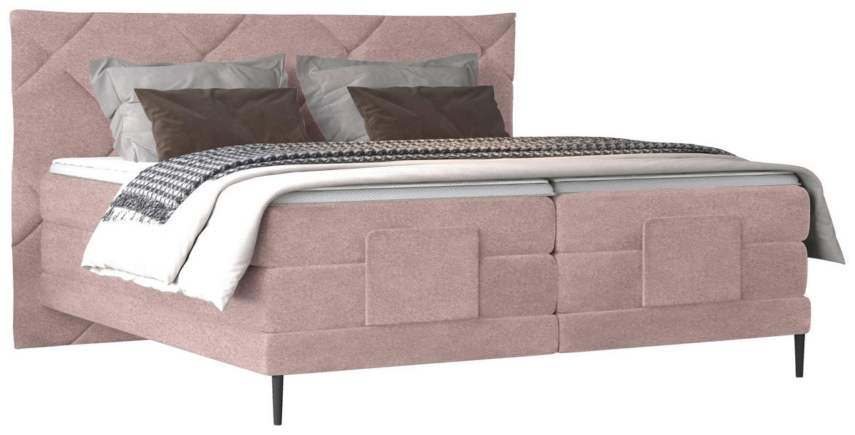 BOXSPRINGBETT 140/200 cm  in Altrosa  - Schwarz/Altrosa, KONVENTIONELL, Textil/Metall (140/200cm) - Esposa