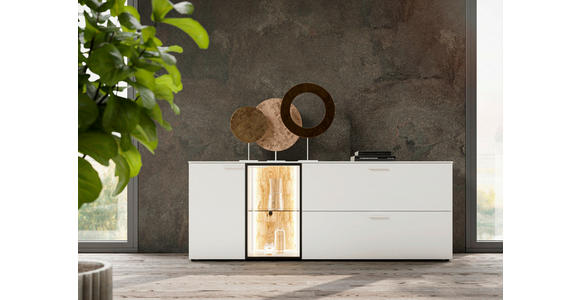 SIDEBOARD 210/80/42 cm  - Eichefarben/Schwarz, Design, Glas/Holz (210/80/42cm) - Moderano