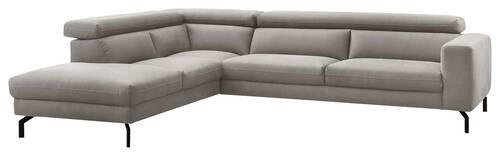 ECKSOFA in Mikrofaser Silberfarben  - Silberfarben/Schwarz, Modern, Textil/Metall (233/305cm) - Trendmanufaktur