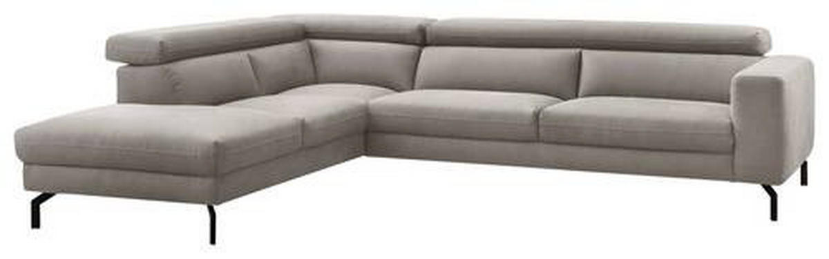 ECKSOFA in Mikrofaser Silberfarben  - Silberfarben/Schwarz, Modern, Textil/Metall (233/305cm) - Trendmanufaktur